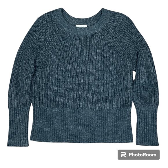 Women's Dark‎ Gray Crew Neck Cable Knit Raglan Sweater- Size M - Picture 1 of 7